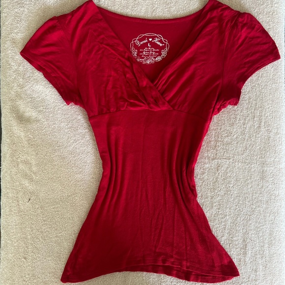 Derek Heart Tops - Vintage Y2K Derek Heart Red V-Neck Babydoll Blouse ♥️